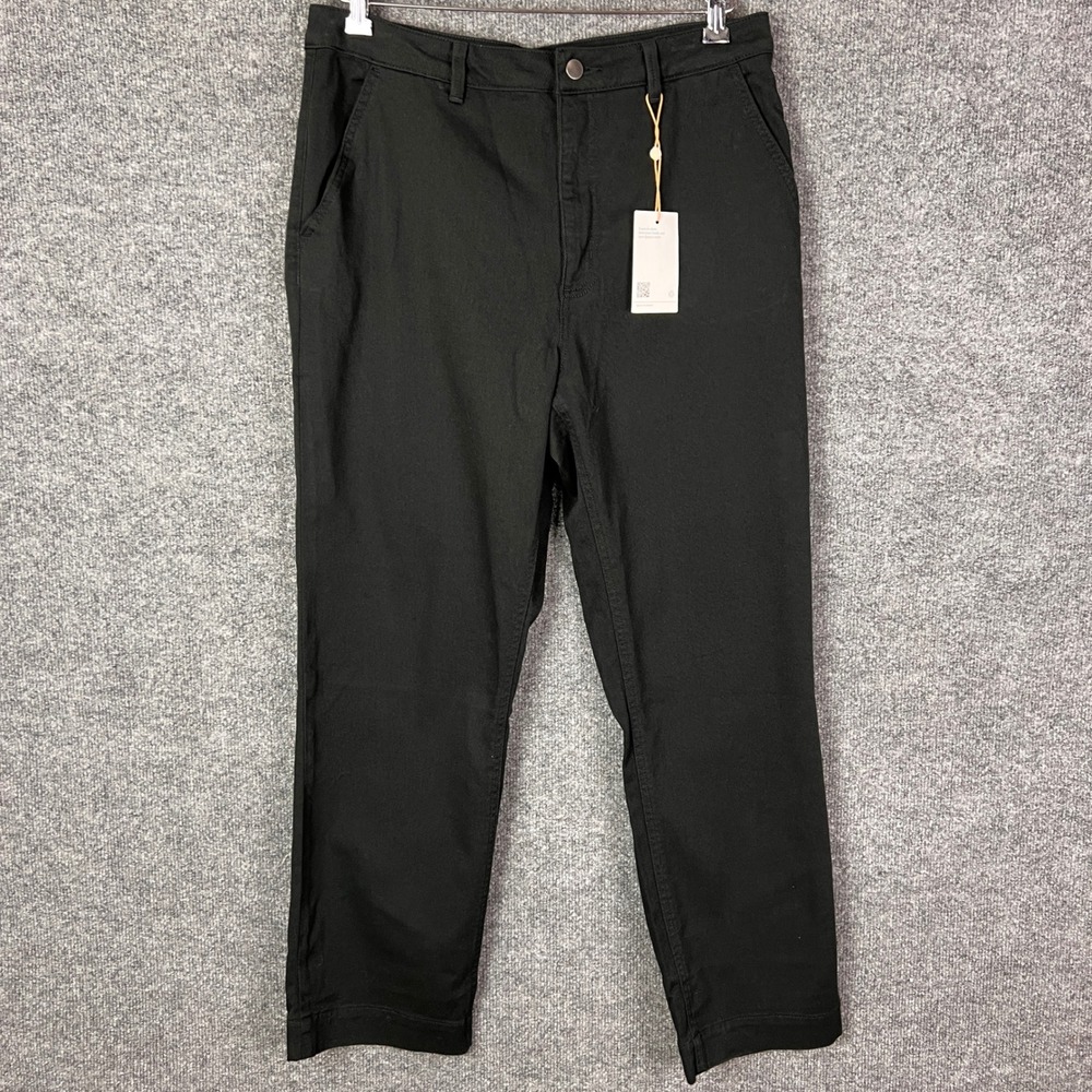 Quince‎ Black Pants Size 12 Women's Cropped Straight leg Casual Trousers